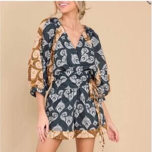 AGUA BENDITA Pacifico Linnea Fera Leaf Romper Women’s Size Small Boho Summer